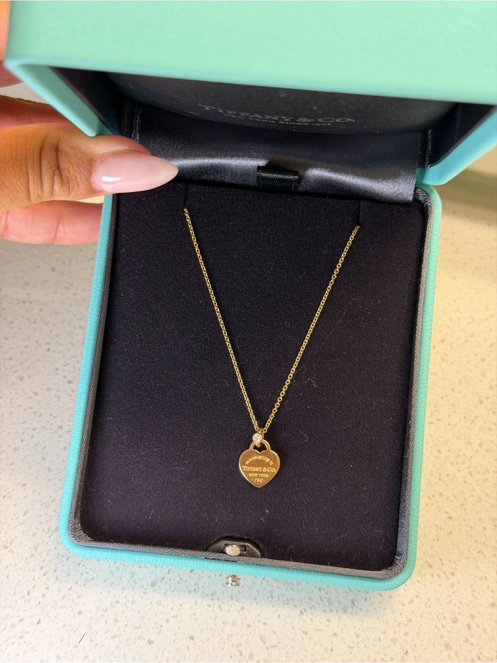 Tiffany & Co. Gold Heart Tag Necklace with Chain